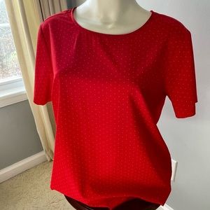 Red and White Polka dot top